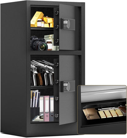 8.6 Cu Ft Safe Box Extra Large Heavy Duty Double Door Home Safe Fireproof and Waterproof Bag Security Safes with Removable Shelves Digital Safes with Hidden Lock Box for Money Files Medicines