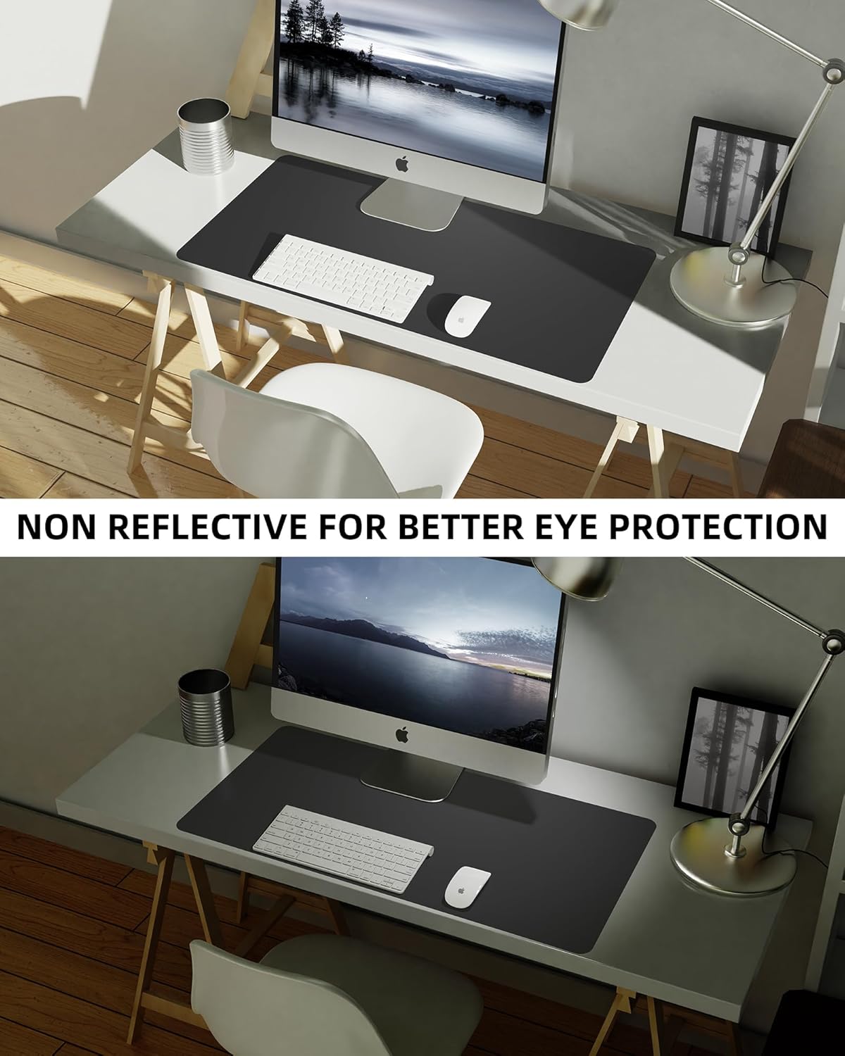 Leather Desk Pad Blotter,Mouse Pad,Office Desk Mat, Non-Slip PU Leather Desk mat,Large Desk mat,Waterproof Keyboard mat for Office/Home/Decor (Black,35" x 17")