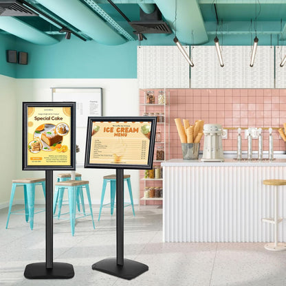 3Pcs Heavy Duty Pedestal Sign Holder for Display, 11 x 17 inches Adjustable Floor Standing Sign Holder with Weighted Base , Sign Stand for Indoor/Outdoor Advertising，Black