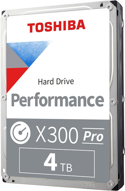 Toshiba X300 PRO 4TB High Workload Performance for Creative Professionals 3.5-Inch Internal Hard Drive – Up to 300 TB/Year Workload Rate CMR SATA 6 GB/s 7200 RPM 512 MB Cache - HDWR740XZSTB