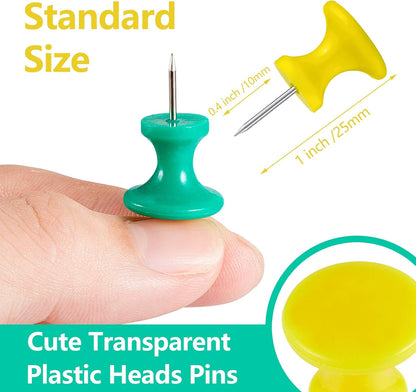 Outus 100 Pcs Giant Push Pins Large Thumb Tacks Plastic Heads 1 Inch Jumbo Push Pins for Cork Board Map Posters Office School(Red, Yellow, Blue, Green, White)