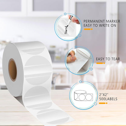 PARLAIM 2 inch Round Clear Circle Dot Sticker, 500pcs Transparent Adhesive Label for Envelope, Cosmetic Box, Gift Bag, Translucent Wafer Package Seals