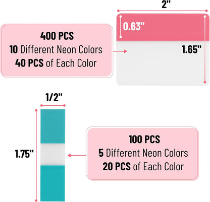 Mr. Pen- Sticky Index Tabs, 500 Pcs, 21 Sets, Colorful Sticky Tabs for Notebooks, Page Markers, Page Tabs for Binders, Page Tabs Sticky Tabs for Books, Notebook Tabs, Book Sticky Tabs for Notebooks