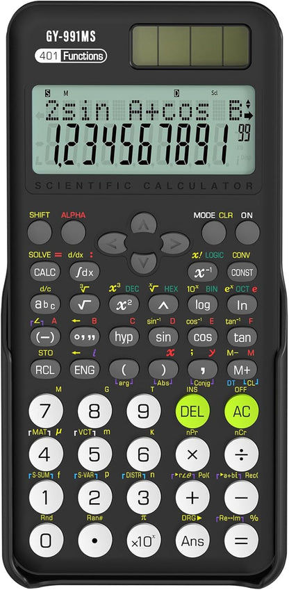 Scientific Calculator for Students, 991 MS Science Calculator for Middle and High School Supplies Calculator with Cover (Black)