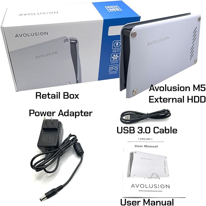 Avolusion M5 Series 16TB USB 3.0 External Hard Drive for WindowsOS Desktop PC/Laptop