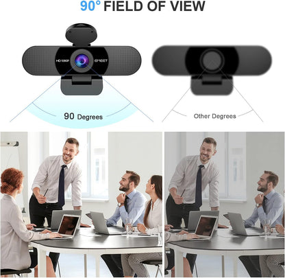 EMEET 1080P Webcam with Microphone, C960 Web Camera, 2 Mics Streaming Webcam, 90°FOV Computer Camera, Plug and Play USB Web Cam for Online Calling/Conferencing, Zoom/Teams/Facetime/YouTube, Laptop/PC