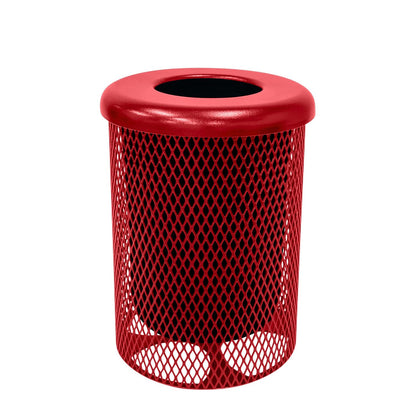 RFT-TXTRED Heavy Duty Round Trash Receptacle with Flat Top, Liner Included, 32 Gallon, Textured Red, Made in America