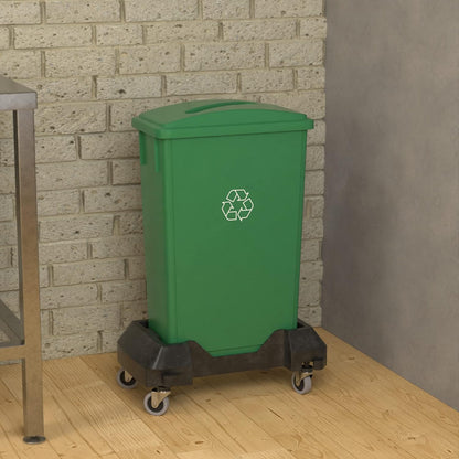 23 Gallon Green Recycle Slim Jim Trash Can with Paper Slot and Dolly