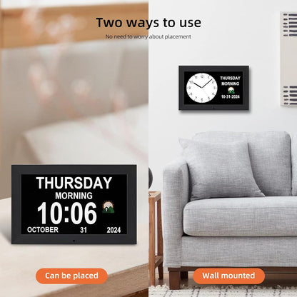 10.1 inches Large Digital Clock, Wall Clock with time, Digital Alarm Clock for Seniors,Dementia Clock That Provides Alarms and Electronic Calendar for Elderly. (Black, 10.1 inches)