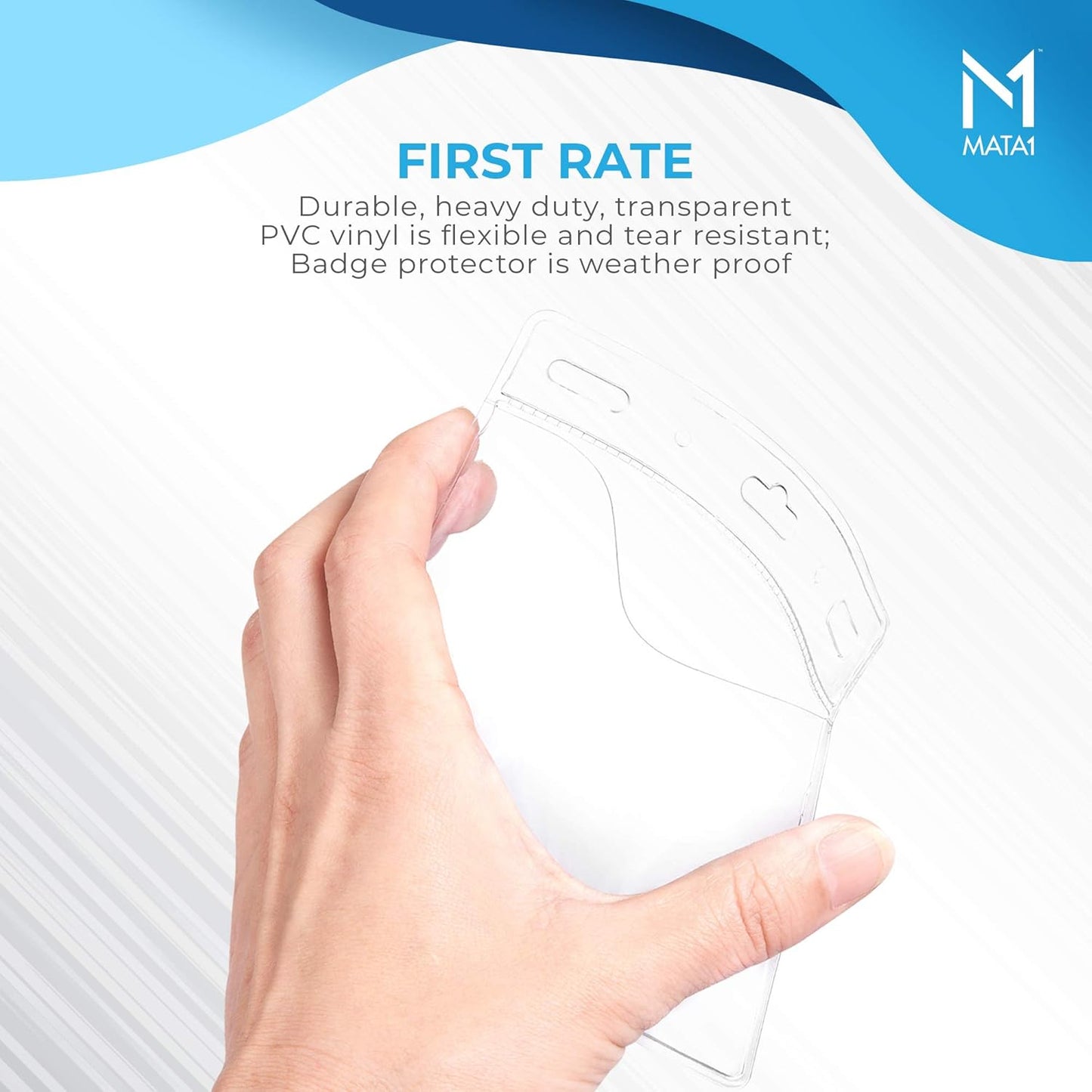 Mata1-USA Plastic Horizontal Card Protector (Clear, 4x3 Inch, 100 Pack), Large Size No Zipper ID Name Badge Holder