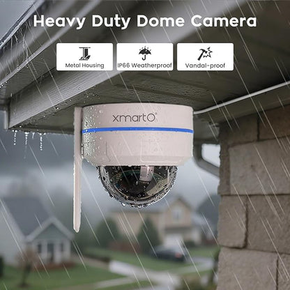 xmartO [2-Pack AI Tracking Ceiling CAM 2K HD Metal Dome PTZ Wireless Security Camera with Automatic Tracking, 2-Way Audio and Night Vision (Standalone WiFi Camera, NOT add-on CAM to NVR)