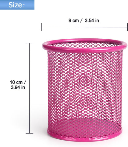 Tamaki Pen Holder Cup for Desk, Wire Mesh Pencil Cup Holder for Desk Office Pen Organizer (Pink)