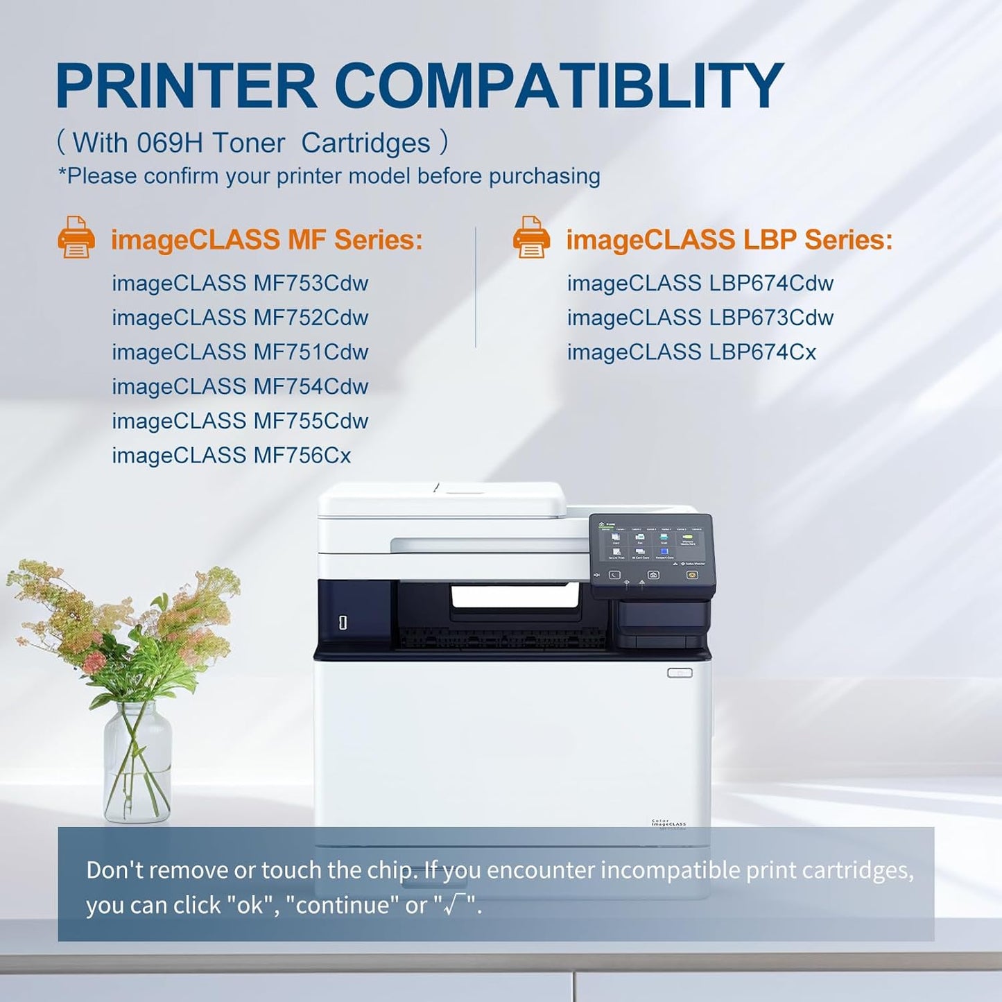 069H Toner Cartridge Set 4 Pack High Yield Replacement for Canon 069 069H Toner Cartridge Works for Canon Color imageCLASS MF753cdw MF751Cdw LBP674Cdw MF752Cdw LBP673Cdw Printer (B/C/M/Y)