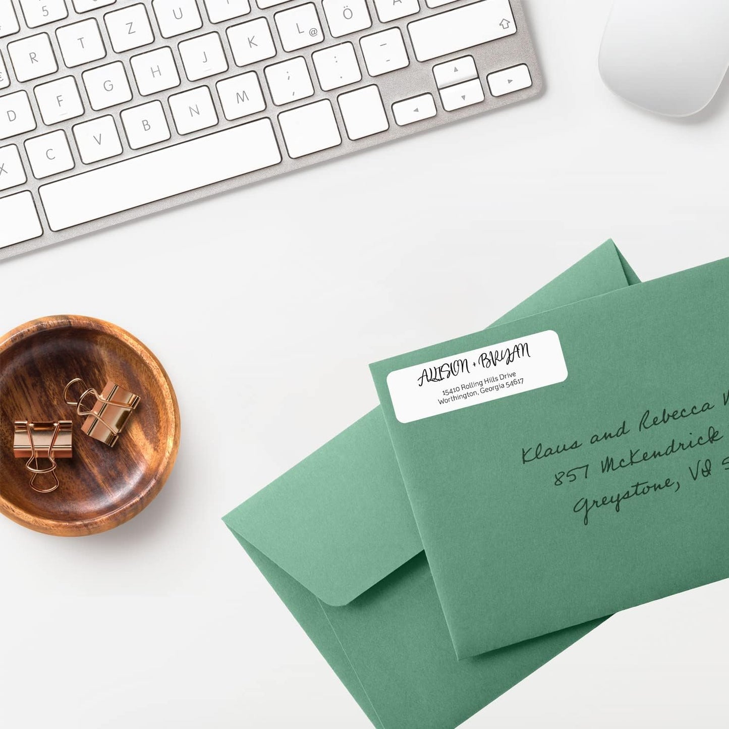 Black and White Cursive Rolled Address Labels /500 Personalized Return Address Labels/Designer Address Stickers in Elegant Plastic Dispenser