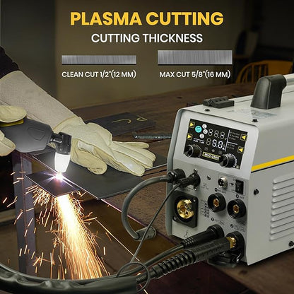 SSIMDER MIG Welder Plasma Cutter Combo 6 in 1 Multiprocess Welder 110V 220V 160A Gas MIG/Flux Core/Spool/TIG/Stick/Plasma Cutter Welding Machine for Home DIY Outdoor Industrial Use