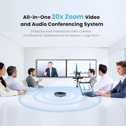 20x Zoom Conference Room Camera System TONGVEO All-in-1 Video and Audio Conferencing System 20X Optical Zoom USB3.0 HDMI PTZ Camera and Conference speaker with microphone Bundle for large Meeting Room