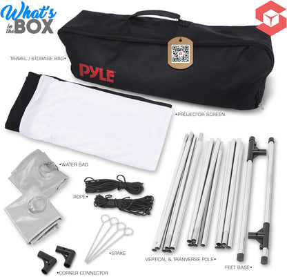 Pyle Projector Screen with Stand - 120'' 16:9 HD 4K Portable Lightweight Freestanding Foldable Indoor Outdoor Movie Projection Display with Frame for Home Theater