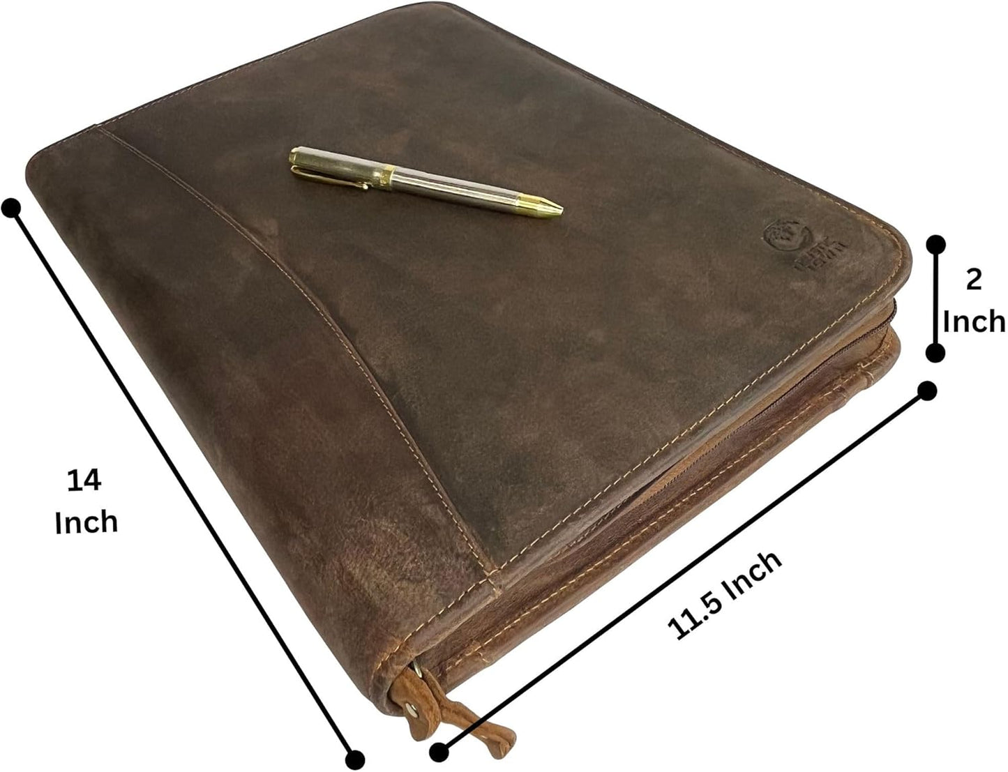 Business Leather Portfolio Leather Padfolio - Letter Pad Size Folder - iPad Organizer Folder Gift for Men and Women (Brown)