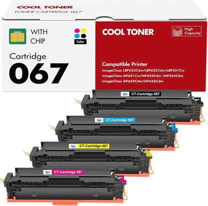 067 Toner Cartridge Set 067H MF654Cdw MF656Cdw Compatible Replacement for Canon Color ImageCLASS LBP632Cdw MF654Cdw MF653Cdw LBP633Cdw Printer 4 Pack High Yield Ink (Black Cyan Yellow Magenta)
