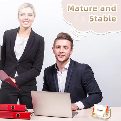 Landhoow 2 Pcs Business Card Holder for Desk, Cute Metal Card Organizers Display Stand Postcard Holder Rack for Desktop Working Office Home Daily Use(Gold)