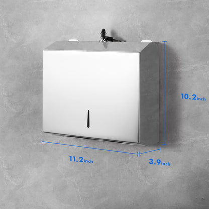 Paper Towel Dispenser Wall Mount Commercial, C Fold Multifold Hand Paper Towel Dispenser, Stainless Steel Tissue Holder(Chrome)