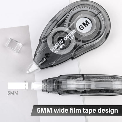 White Correction Tape Dispenser, Easy To Use Applicator for Instant Corrections, For school, Office (Black, 12pack, 6M/256, Tape Width 0.2in)