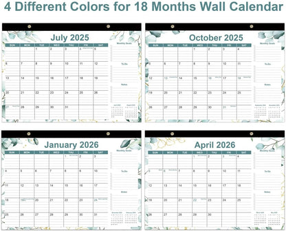 2025-2026 Desk Calendar - 18 Months Calendars from September 2025 - December 2026, Desk Calendar 2025-2026 with Thick Paper, 17" x 12", Green Leaf