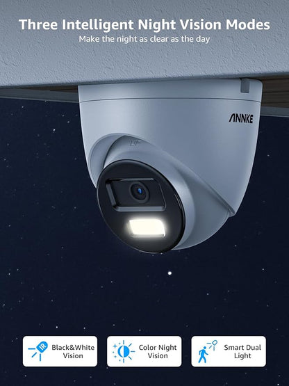 ANNKE 4K PoE Security Camera, Outdoor Turret Surveillance Wired Cameras for Home Security, AI Human/Vehicle Detection, Smart Dual Light, Color Night Vision, 120 dB WDR, 4mm Lens, Built-in Mic