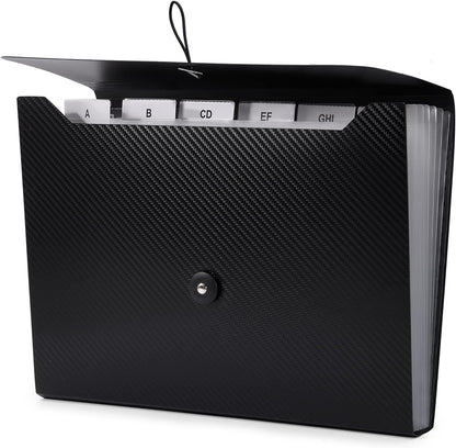 Cesil Black 7-Pocket Expanding File Folder, 33x24x3.5cm, A4, Letter, Polypropylene, Paper, 1x