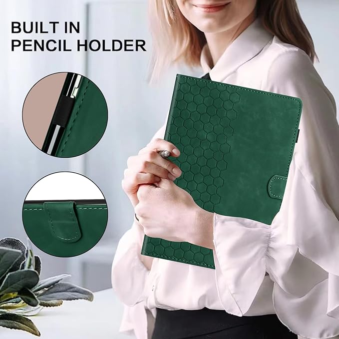 Case for Samsung Galaxy Tab S10 Plus 2024/ S9 FE Plus 5G 12.4 Inch 2023, Multi-Angle Viewing Smart Stand with Pocket Auto Wake/Sleep PU Leather Tablet Cases Flip Folio Cover Green
