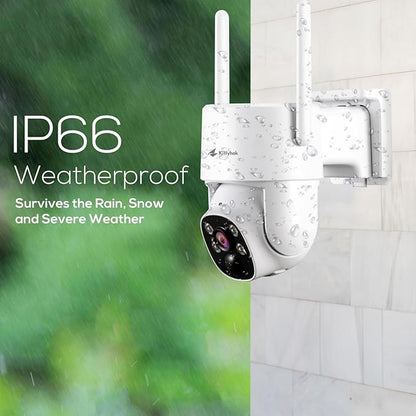 Kittyhok 【ColorPura PTZ Solar Security Camera Outdoor Wireless, Pro True Color Night Vision, Solar Powered, 2K FHD, Human Detection, 2 Way Audio, IP66 Weatherproof, Local Recording for Home Security