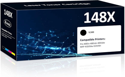 148X W1480X High Yield Toner Cartridges ( 2X 9500 Pages) Compatible 148X 148A W1480A Toner Cartridges with HP Laserjet Pro 4001dw 4001dn 4001n MFP 4101fdw 4101fdn Printer (Black, 2pack, with Chip )