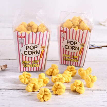 Pencil Top Erasers 36 Pack Popcorn Pencil Erasers Toppers Cap Erasers for Kids Cute Fun Novelty Food Erasers for Student School Supplies Prize Gifts Party Favors