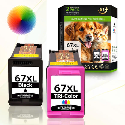 Hp Ink 67 & 67XL HP Printer Ink - Black Color Combo Pack for Hp 67 Ink Cartridges, HP 67XL Ink, DeskJet 2855e 2755e 2700 2700e 2800e 4155e 4255e 2827e 4100e 4227e, Envy 6055e 6000 6400 6455e Printer
