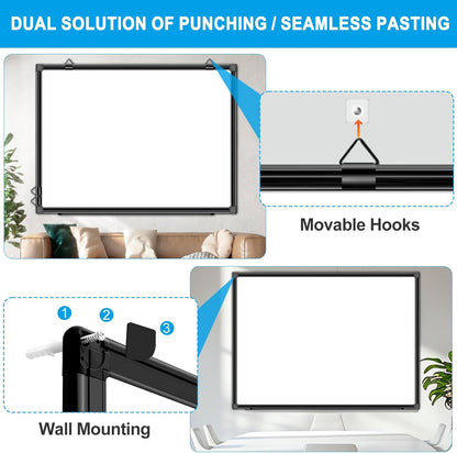 H-Qprobd 48"x36" Magnetic White Board Dry Erase Wall Mount Whiteboard - Office Home Classrooms White Board Hanging Writing Board with Black Aluminum Frame