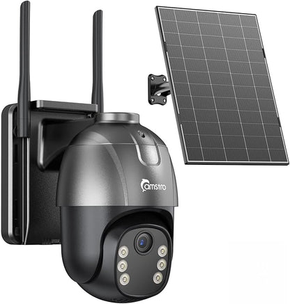 4G LTE Cellular Solar Security Camera Wireless Outdoor,AOV 24/7 Continuous Recording Camera with SIM Card,AI Tracking Detection,32GB Memory SD Card, 360°Pan & Tilt Surveillance, IP66, No WiFi