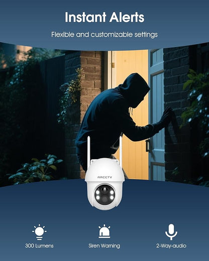 Solar Security Cameras Wireless Outdoor, 4MP 360° View Battery Powered Outdoor Camera, Night Vision with Spotlight, 2-Way Audio, PIR Motion Sensor, 2.4G/5G Dual Band WiFi, SD/Cloud Storage