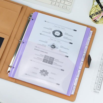 Koqye A4 Dividers for 3 Ring Binder, 8-Tab Purple Folder Dividers with Pockets, Durable Plastic Binder Dividers with Tabs, Plastic Binder Dividers for Binders (Purple - 1 Set)