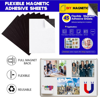 45 Pieces Picture Magnetic Sheets (8X10),Cuttable Photo Magnet Sheets with Adhesive Backing for Home/Classroom/Office/Business