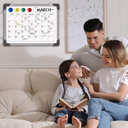 Dry Erase Calendar Whiteboard for Wall, Polegas 16" X 12" Magnetic White Board Board, Small Wall Monthly Double Sided Boards Student, Home, Office (White)