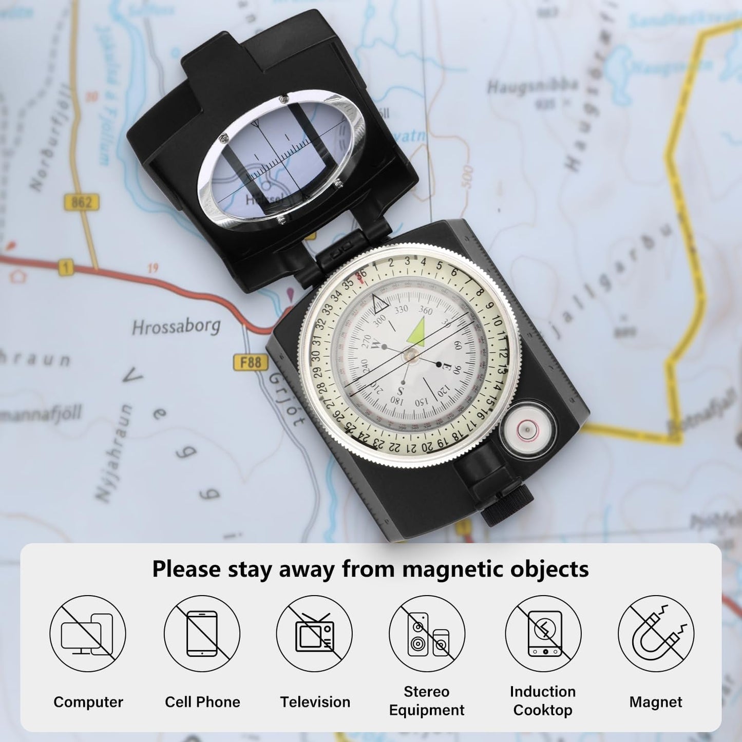 INMAKER Compass, Compass Hiking with Survival Whistle, Luminous Compass Gift for Kids, Apply to Outdoor Survival, Camping and Navigation