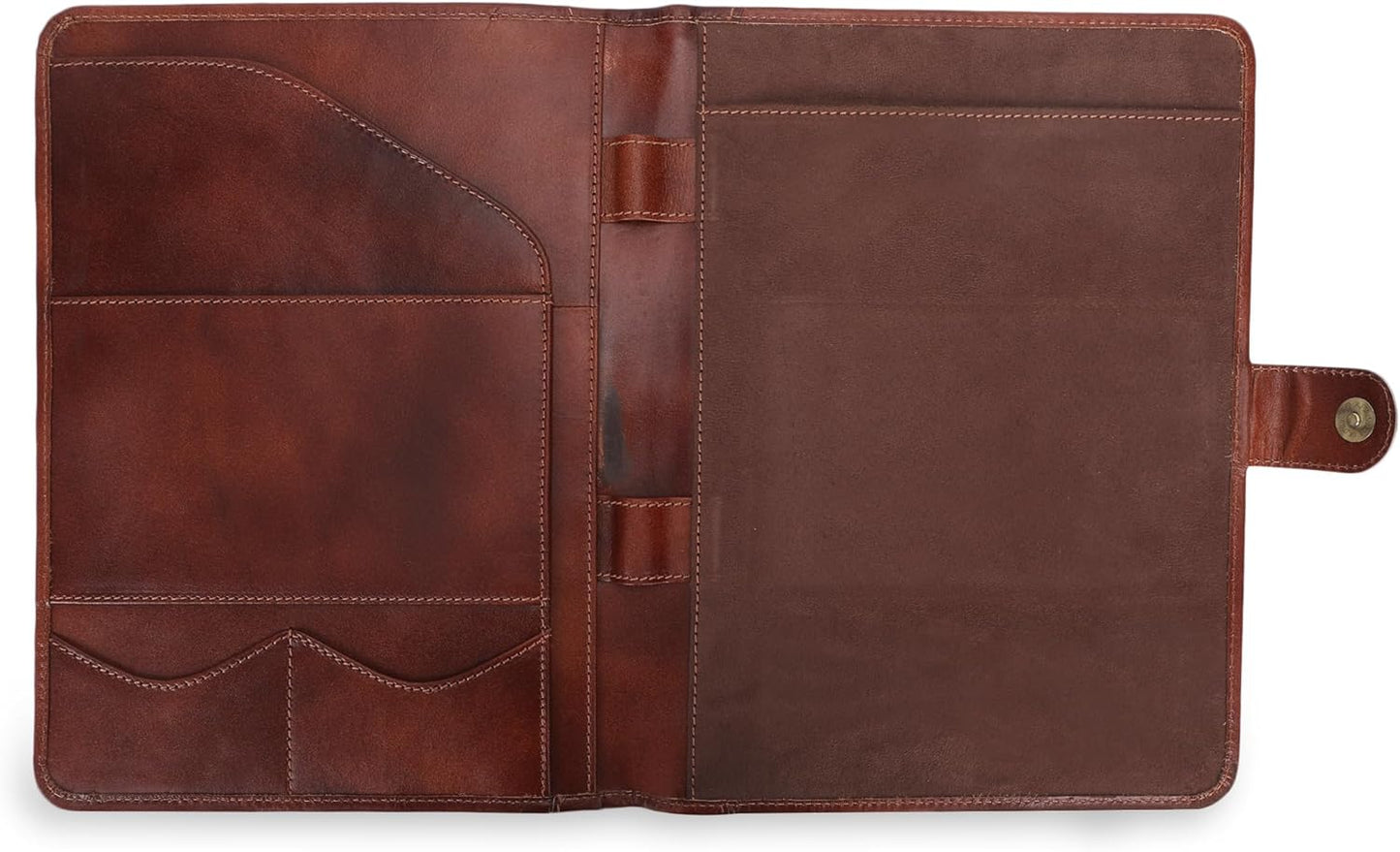 Leather Padfolio Legal Pad Portfolio Organizer | Handmade Executive Notebook Binder | Heavy Duty Full Grain Cow Hide Resume Interview Folio for Men Women, Rustic NoteBook Folder (Wine)