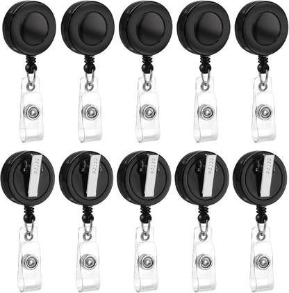 25 Pack Badge Reels Retractable with Swivel Alligator Clip Retractable Badge Holder Reels for Students, Teachers, Office Workers (Black)