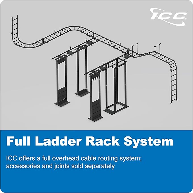 ICC Cable Runway Rack 7' Straight Section, 16-Gauge Steel, Made in USA, 2-Pack