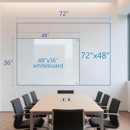 KIZZBY Glass Dry Erase White Board - Magnetic Boards for Wall, 72"x48" Large Frameless Whiteboard for Office, Home & School