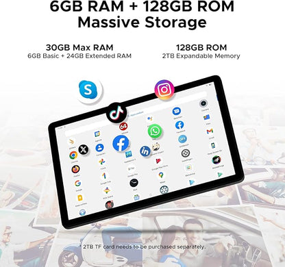 DOOGEE Tab A9 Pro+ Android 16 Tablet,11 inch Tablet with 90Hz Display,30GB+128GB/2TB TF Octa-Core Gaming Tablets,8580mAh,1080P,Bluetooth 5.0+5G WiFi Tablets,13MP+5MP,Face ID/OTG