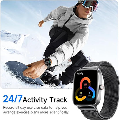 Smart Watch for Women, 1.85" HD Smartwatch Compatible iPhone/Samsung/Android (Answer/Make Calls), 100+ Sport Modes Fitness Tracker with Heart Rate/Sleep/SpO2 Monitor, IP68 Waterproof, Metal Band