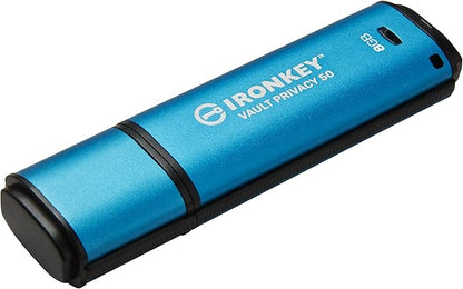 Kingston IronKey Vault Privacy 50 8GB Encrypted USB | FIPS 197 | AES-256bit | BadUSB Attack Protection | Multi-Password Options | IKVP50/8GB