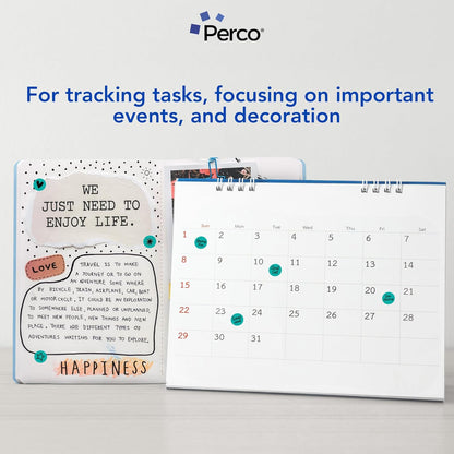 Perco Teal 1/2-Inch Round Circle Dot Sticker Labels with Easy Peel Perforation - 3,000 Labels per Roll - Strong Adhesion, Vibrant Colors for Organizing, Crafting & More - Made in USA