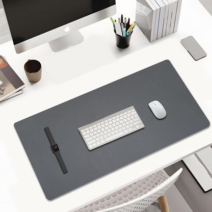 KINGFOM Desk Pad Office Desktop Protecter, PU Leather Desk Mat Blotters Organizer with Comfortable Writing Surface (47.2" x 23.6", White+Gray)